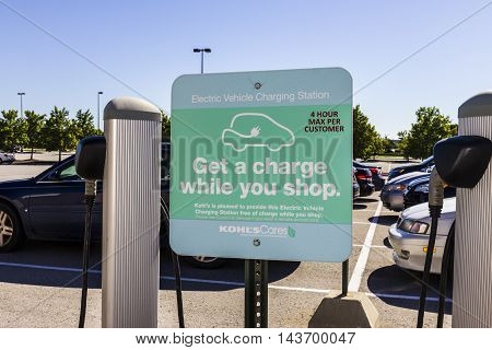 Indianapolis - Circa August 2016: Kohl's has electric vehicle charging stations for its customers at select locations in Illinois Indiana and Wisconsin I