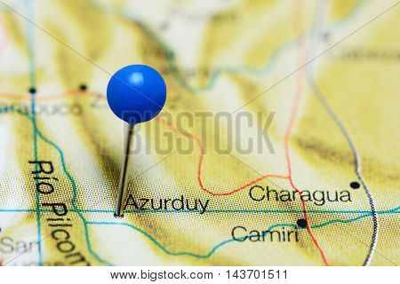 Azurduy pinned on a map of Bolivia