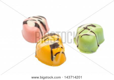 chocolate hearts candies decorative dessert on white