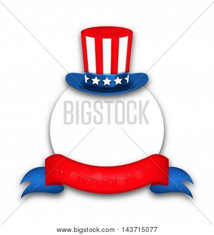 Illustration Abstract Background with Uncle Sam's Hat and Rybbon for National Holidays of USA - Vector