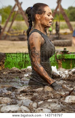 extrim race concept. Survival woman