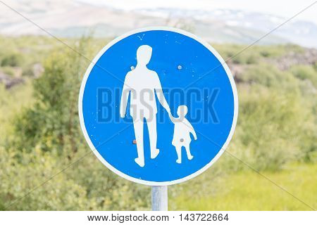 Road Sign In Iceland - Pedestrian Path