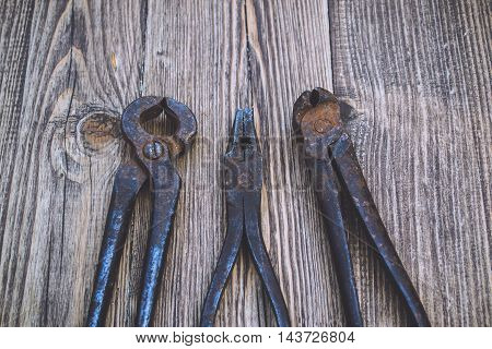 Set of rusty tools for the carpenter