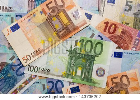 Euros - 100, 50, 20, 10 and 5 euro