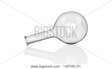 3D render. illustration. Empty laboratory glassware with reflection isolated on white.Test tube empty on the reflection worktop