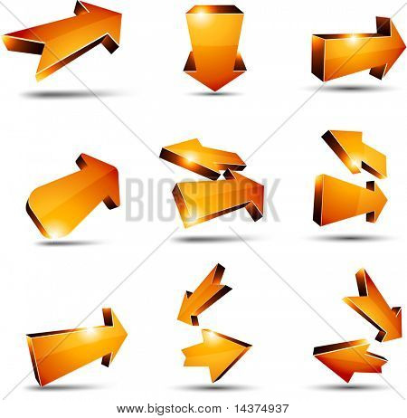 3D zurück Pfeile. Vektor-Illustration.