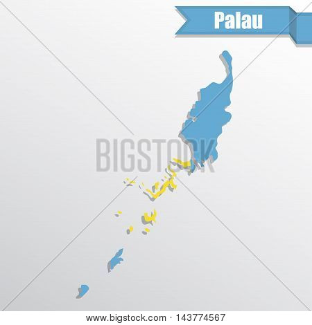 Palau map with flag inside and ribbon