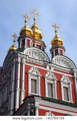 Novodevichy convent in Moscow. UNESCO World Heritage Site. Color photo, no people.