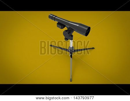 3d illustration of US Military Sniper Spotter Scope. yellow background isolated. icon for game web. tool for army and soldiers.