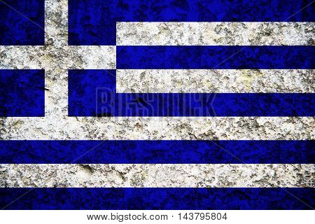 Greek flag on stone flag - flag concept