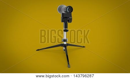 3d illustration of US Military Sniper Spotter Scope. yellow background isolated. icon for game web. tool for army and soldiers.