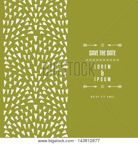 Repeat background with triangular fountains pattern. Abstract hand drawn triangle doodle drops elements. Vertical seamless pattern. Vector illustration.