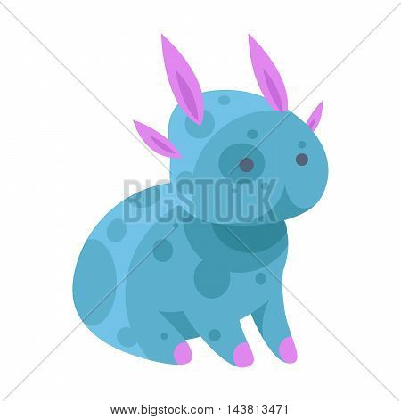 Fantasy monster color cute character funny design element. Humour emoticon fantasy monster unique expression sticker isolated. Alien sticker vector fantasy monster paint crazy animal