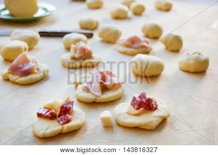 preparing rustic snack stuzzichini and finger food