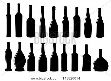 Wine bottle icon vector collection eps 10 vector black on white background