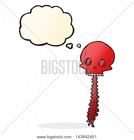 spooky cartoon sull and spine with thought bubble