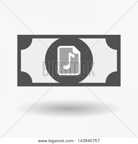 Isolated  Bank Note Icon With  A Music Score Icon