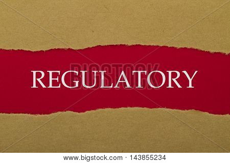 REGULATORY word written under torn paper .