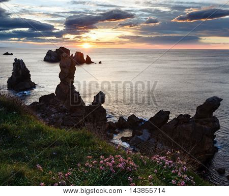 Sunset Arnia Beach Coastline Landscape.