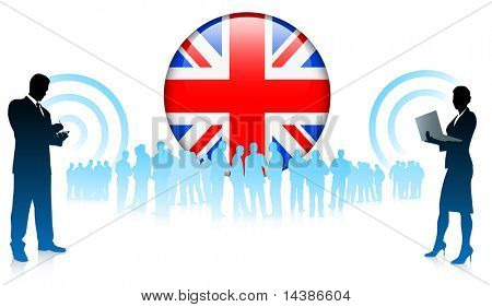Business-Team mit britischen Internet-Schaltfläche-Original-Vektor-Illustration