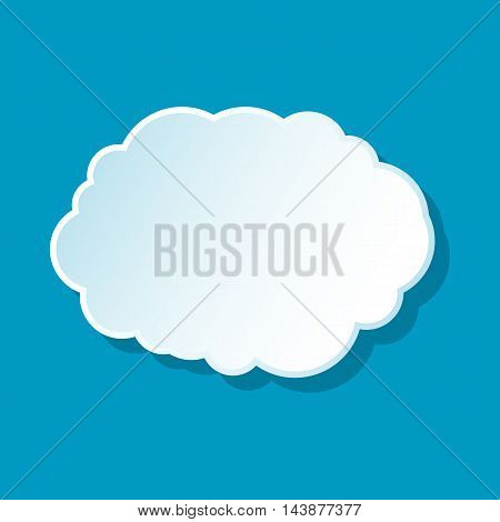 Cloud icon on blue background. Weather symbol