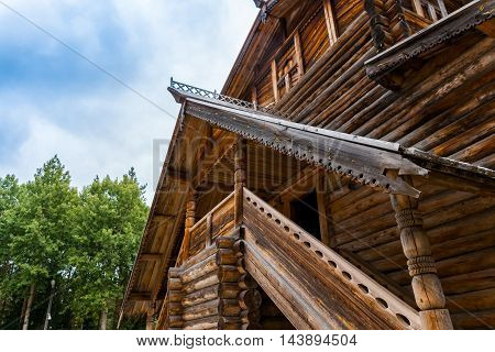 Old north russian style entrance  roof ornament.