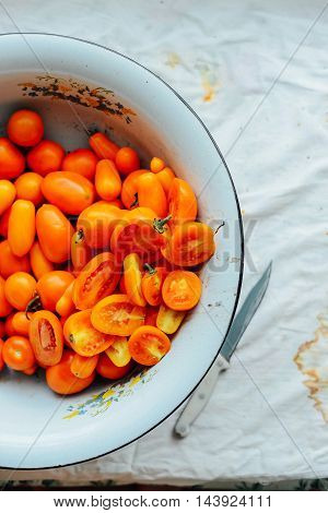 Tomato On Wooden Table. Freshly Picked Red Tomatoes. Variation O