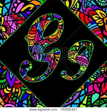 vector capital and small letters A with abstract ethnic patterns. Rich ornate alphabet in orient style. Fancy multicolored letter with a decorative pattern can be used for printing on fabric card