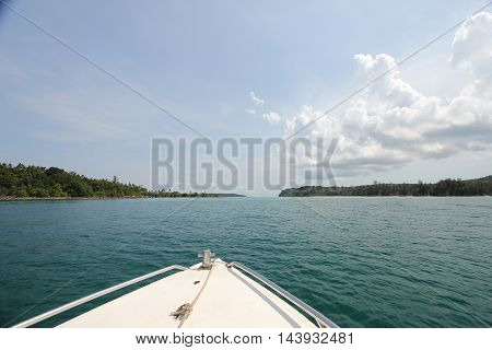 Front Of Speed Boat With Cloundy Day