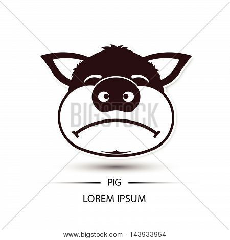 Pig Face Frown Logo And White Background Vector
