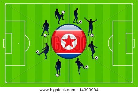 Korea DPR bandiera icona Internet pulsante con Soccer Match originale illustrazione vettoriale