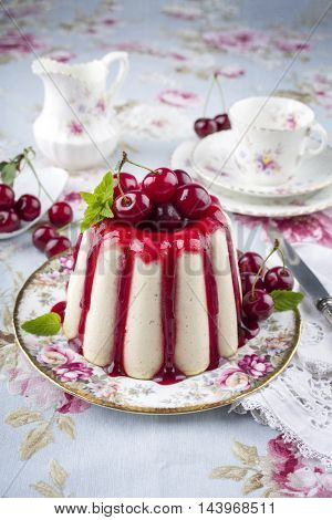Cherry Cheesecake on Plate