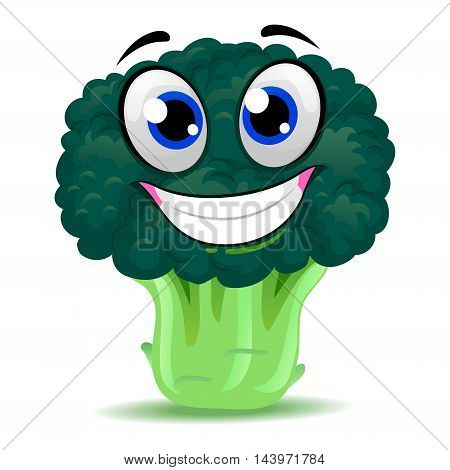 Vector Illustration of Cute Cartoon Broccoli Mascot