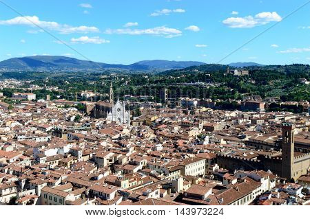 Panorama of city rooftops from Campanille in Florence, Italy