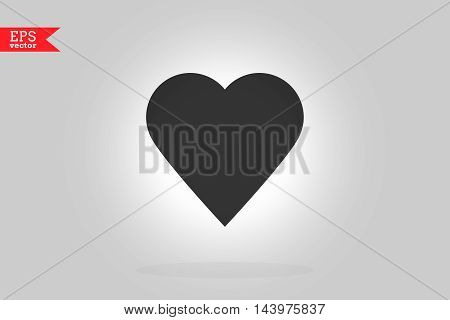 Black Heart Icon. Vector Illustration. Flat Design Element.