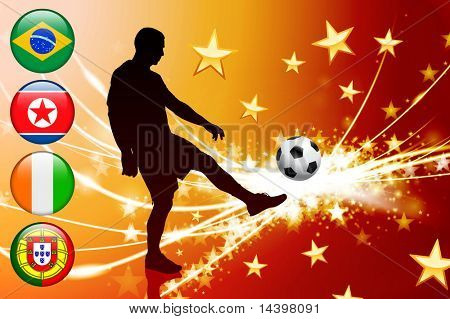 추상적인 현대 빛 배경 원래 그림에 축구 선수