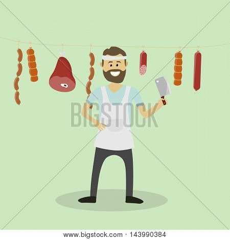 Vector Butcher. Meat Seller