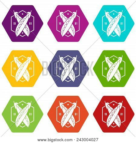 Eco Peas 1981 Icons 9 Set Coloful Isolated On White For Web