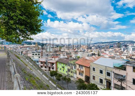 Quito May 2018  The Terrace Of The Cac Park In The America District  Located In An Elevated Position