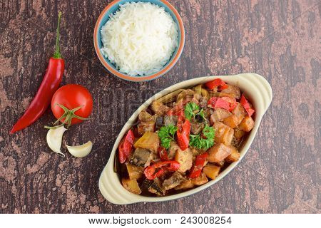 Sambal Goreng Ati, Indonesian Food Spicy Chicken Liver Potato With Coconut Milk