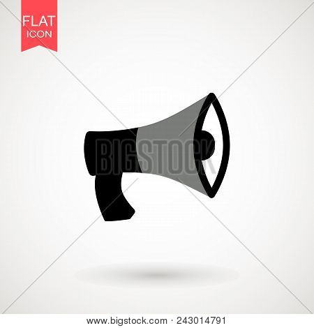 Megaphone Isolated Flat Web Mobile Icon Vector Sign Symbol Button Element Silhouette. Noisy Loudspea