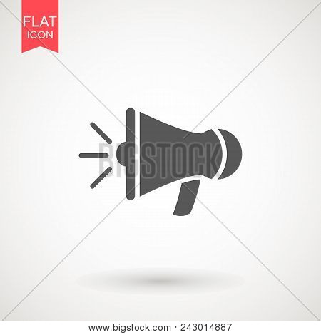 Megaphone Isolated Flat Web Mobile Icon Vector Sign Symbol Button Element Silhouette. Noisy Loudspea
