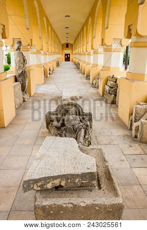 Alba Iulia, Romania - June 1, 2014: Statue Lying In A Corridor Of The Citadel In Alba Iulia, Romania