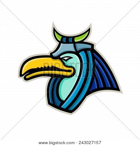 Mascot Icon Illustration Of Head Of Thoth, One Of The Deities Of The Egyptian Pantheon Or Mythology,
