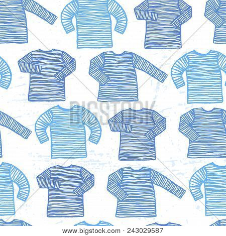 Vector Design With A Marine Mood Seamless Illustration With Blue And White Sailors Striped Vest