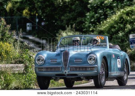 Pesaro Colle San Bartolo , Italy - May 17 - 2018 : Alfa Romeo 6c 2500 Ss Cabriolet Pf	1949 Old Racin
