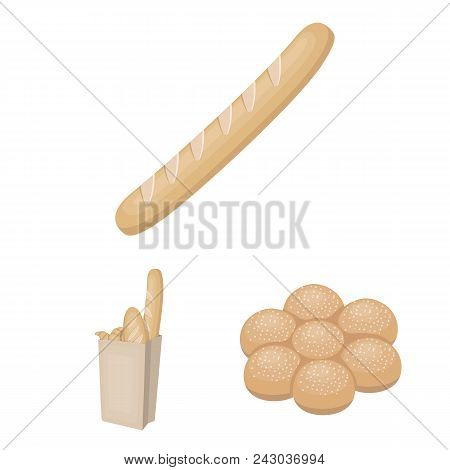 Types Of Bread Cartoon Icons In Set Collection For Design. Bakery Products Vector Symbol Stock  Illu