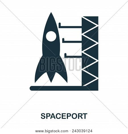 Spaceport Icon. Flat Style Icon Design. Ui. Illustration Of Spaceport Icon. Pictogram Isolated On Wh