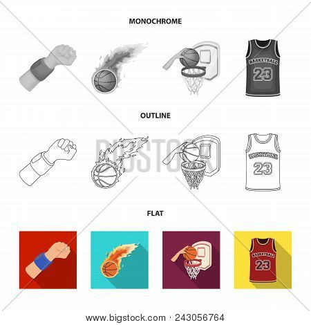 Basketball And Attributes Flat, Outline, Monochrome Icons In Set Collection For Design.basketball Pl