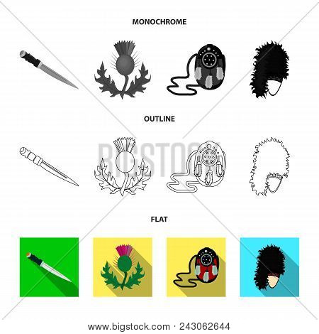 National Dirk Dagger, Thistle National Symbol, Sporran, Glengarry.scotland Set Collection Icons In F